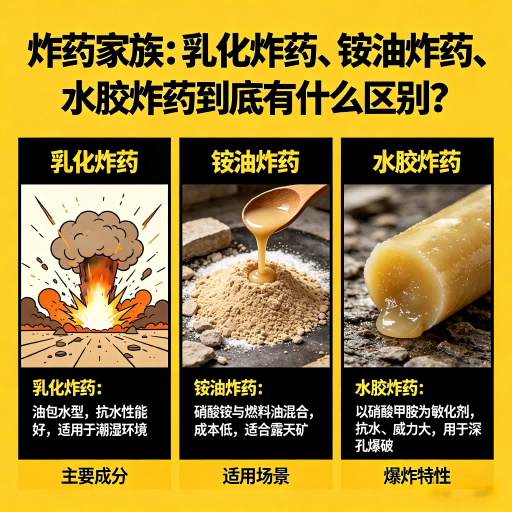 盂县炸药家族：乳化炸药、铵油炸药、水胶炸药到底有什么区别？